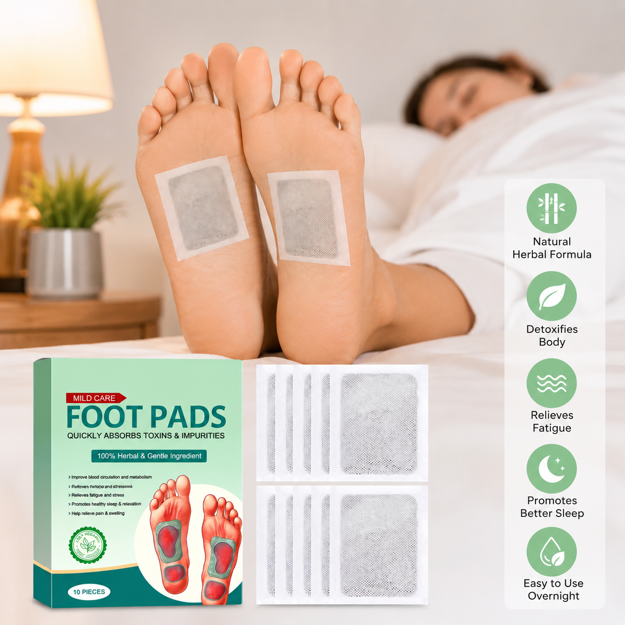Herbal Detox Foot Pads | Natural Sleep Support & Relaxation Patches