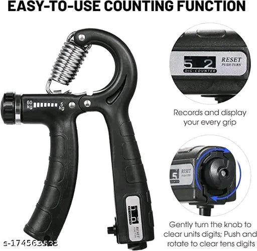 ADONYX Exercise Tool Hand Gripper - Hand Gripper 60 kg with Counter | Forearm Exercise Equipment Adjustable | Handgripper Forearm Grip for Men Gym (Adjustable w Counter)