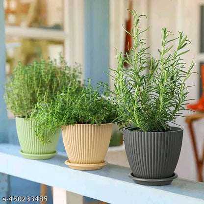 Flower Pots Indoor & Outdoor Planters with Drainage Hole and Tray Saucer for Home Planters, Terrace, Garden Etc | Plastic