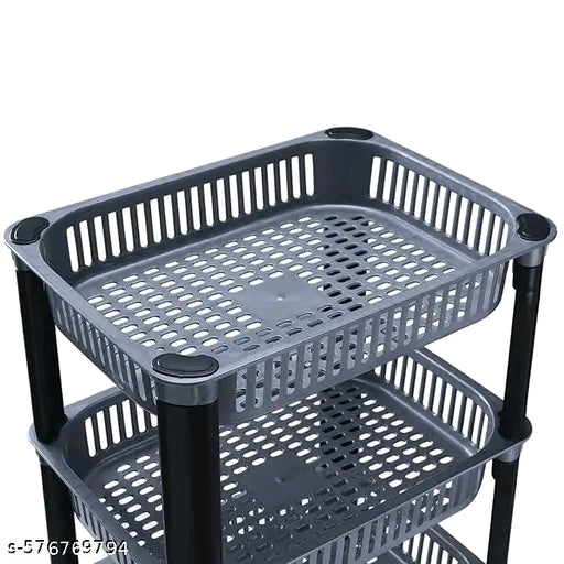 Plastic Trolley Rack for Kitchen Storage Vegetable Organizer, Vegetable Stand for Kitchen Basket