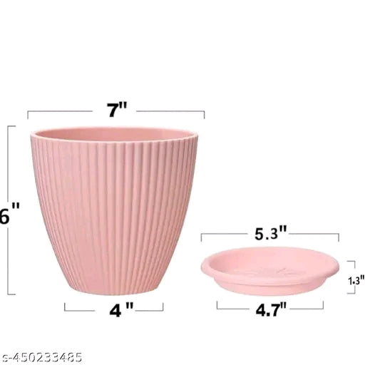 Flower Pots Indoor & Outdoor Planters with Drainage Hole and Tray Saucer for Home Planters, Terrace, Garden Etc | Plastic