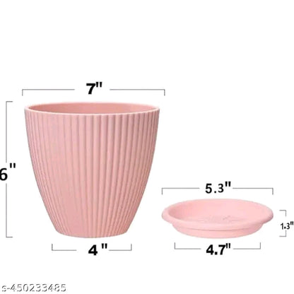 Flower Pots Indoor & Outdoor Planters with Drainage Hole and Tray Saucer for Home Planters, Terrace, Garden Etc | Plastic