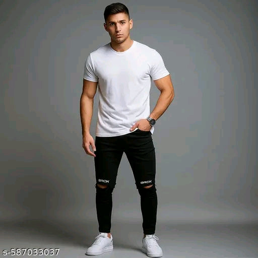 A23 Lifestyle Designer latest knee cut printed jeans