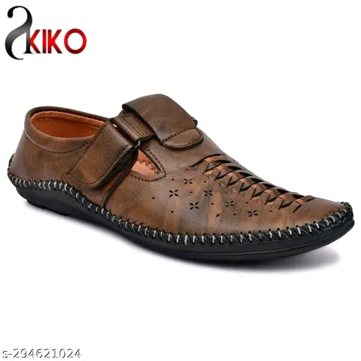 Men’s Brown Perforated Kantar Sandal | Stylish Comfortable Casual Daily Wear Sandals | Durable Office Wear Sandal for Men