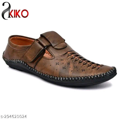 Men’s Brown Perforated Kantar Sandal | Stylish Comfortable Casual Daily Wear Sandals | Durable Office Wear Sandal for Men
